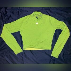 Adidas green cropped long sleeve shirt with cross strap back